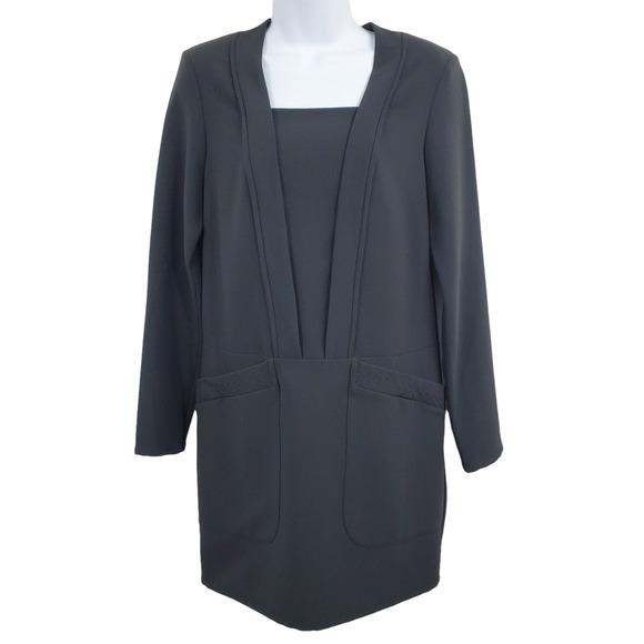 COLORBLOCK WOMENS SIZE MEDIUM LONG SLEEVE BLACK DRESS - Picture 3 of 7